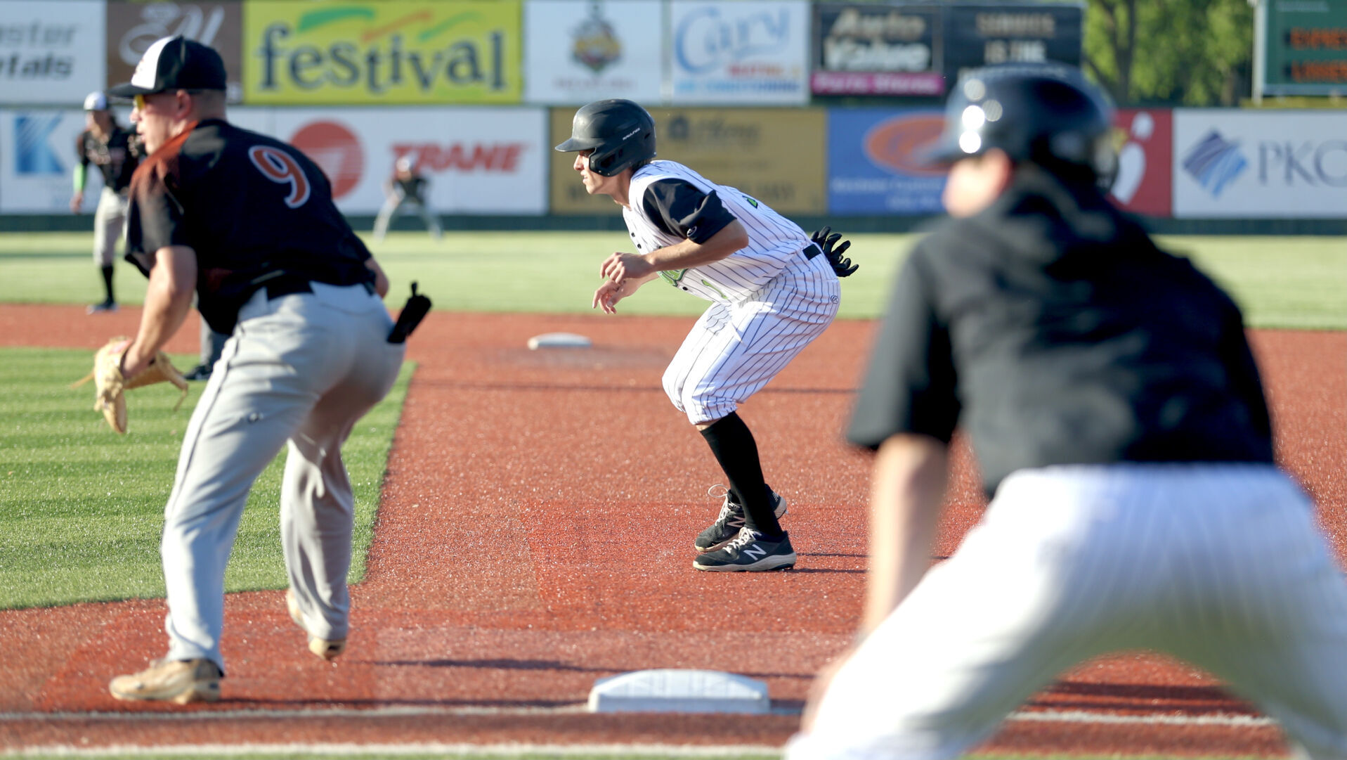 Clayton Slack with the lead off first base